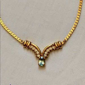 Vintage Aquamarine Gold Necklace